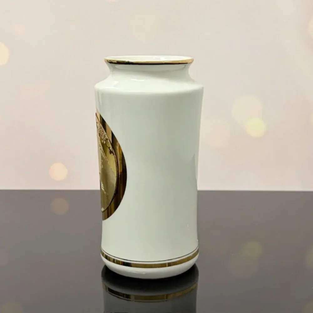 The Art of Chokin Porcelain Vase Cranes Mt Fuji Gold Silver Japan 7